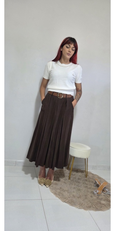 Maglia con girocollo pietre bianche